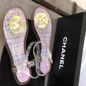 Chanel camellia sandals size 10b new